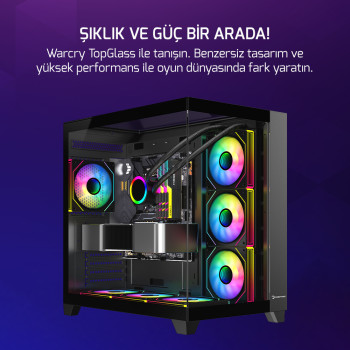 GAMEPOWER WARCRY TOPGLASS 4X ARGB FAN KASA BLACK
