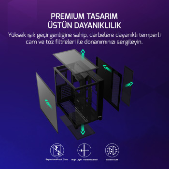 GAMEPOWER WARCRY TOPGLASS 4X ARGB FAN KASA BLACK